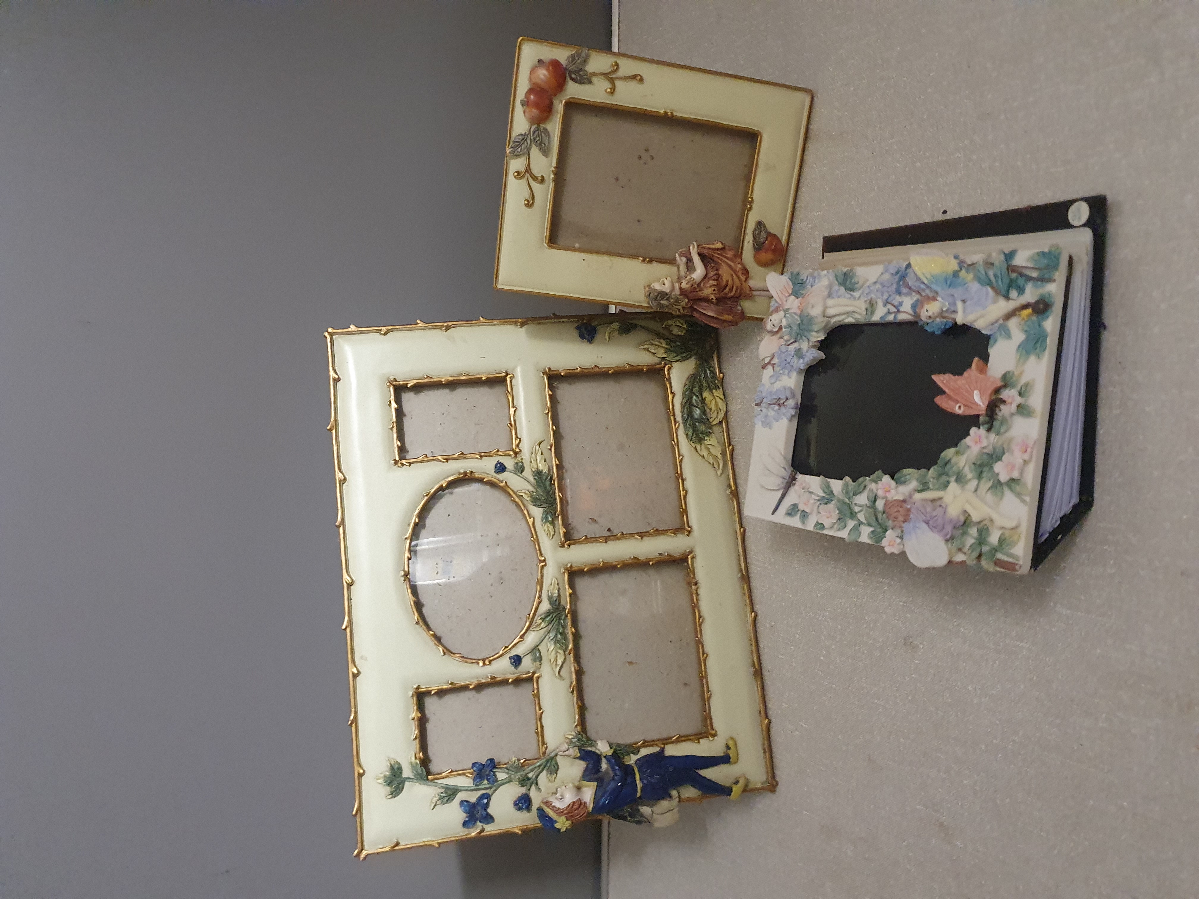A Trio of Shudehill Giftware Whimsical Cast Resin Photo Frames and Album