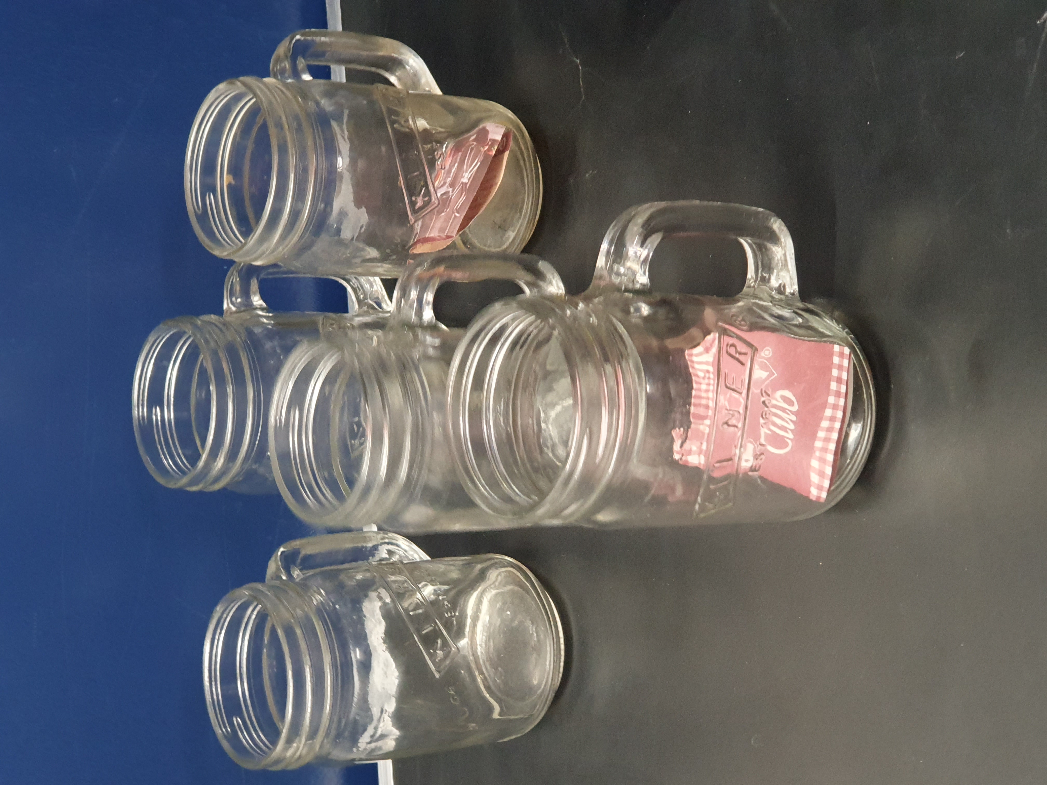 A Collection of Kilner Glass Mason Jar Drinking Mugs