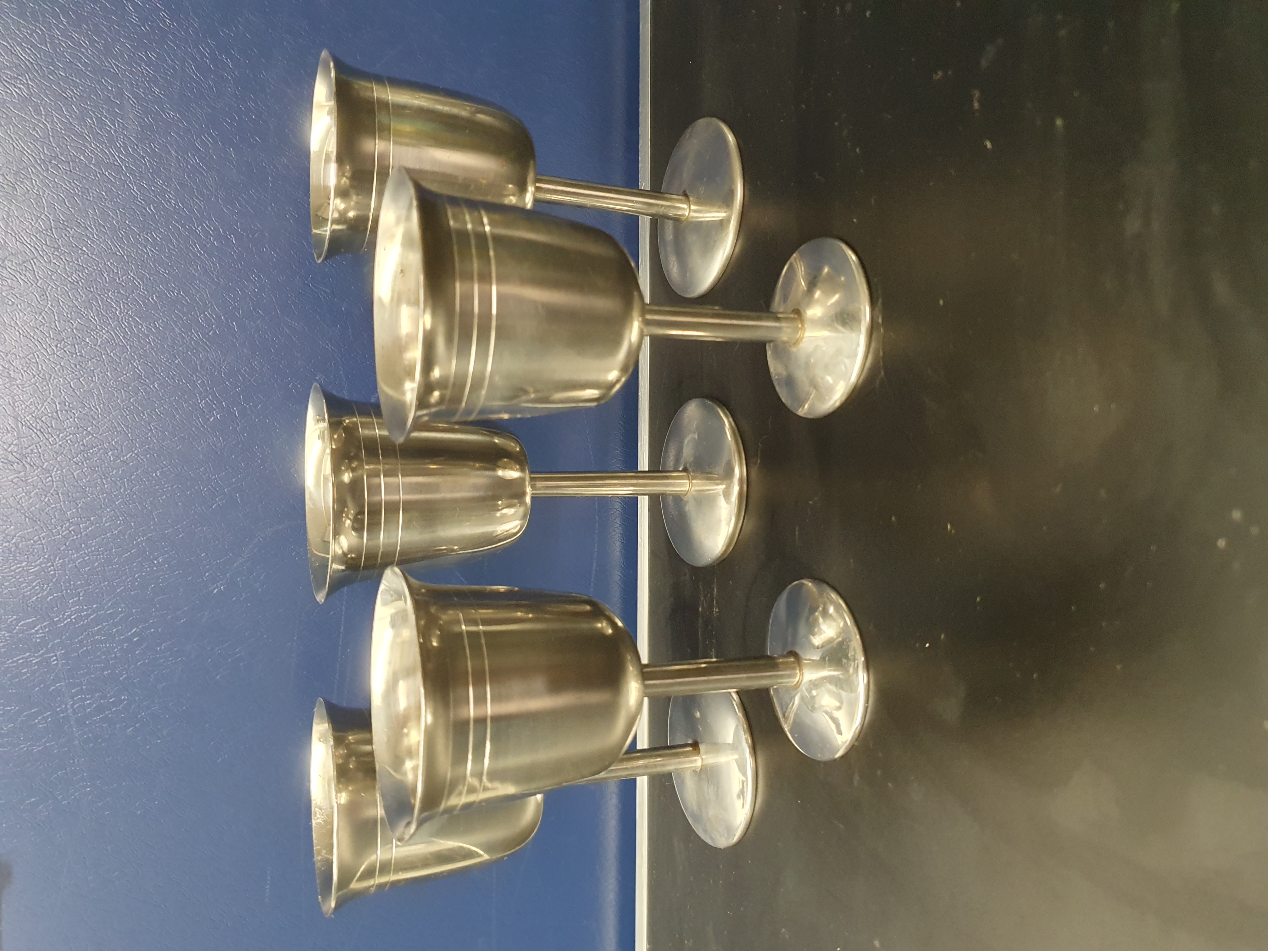 A Set of Five Pewter Wine Goblets in the Style of Robert Welch for Old Hall