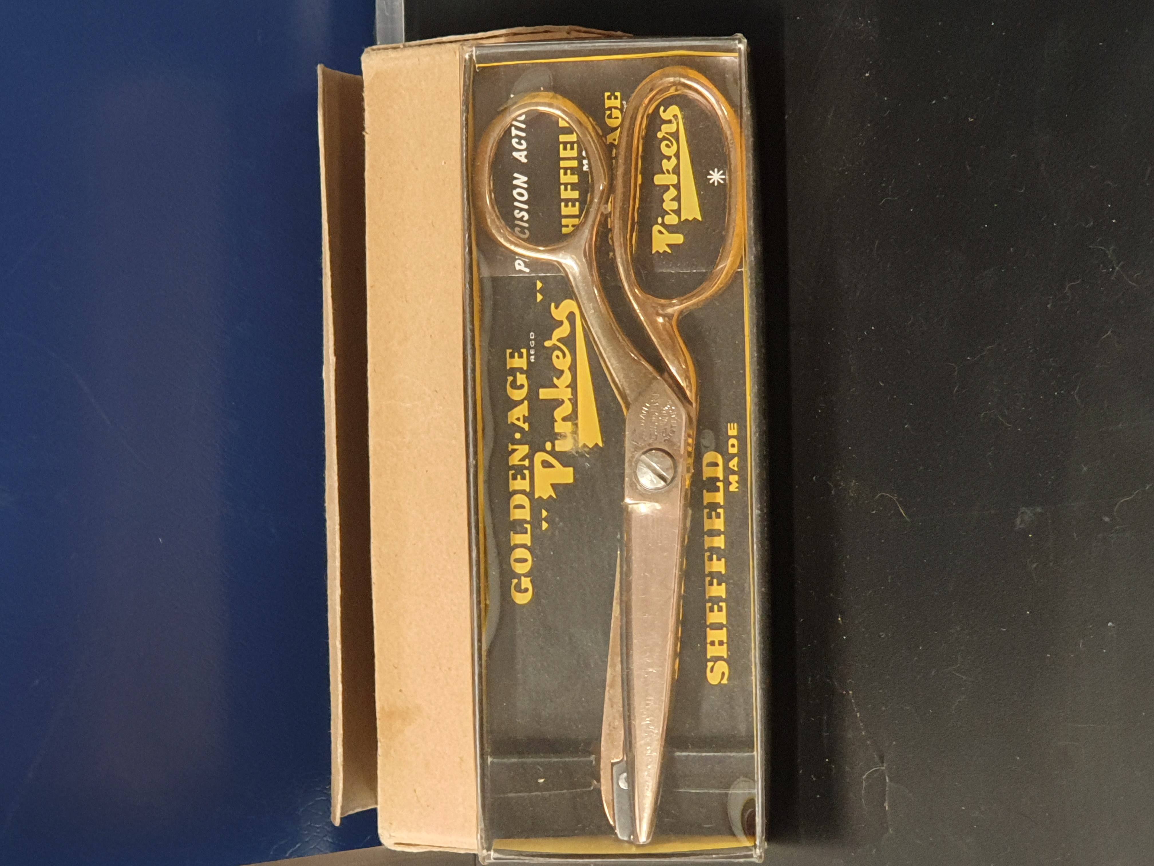 A Pair of Vintage Golden Age Stainless Steel Pinking Shears by Richards of Sheffield