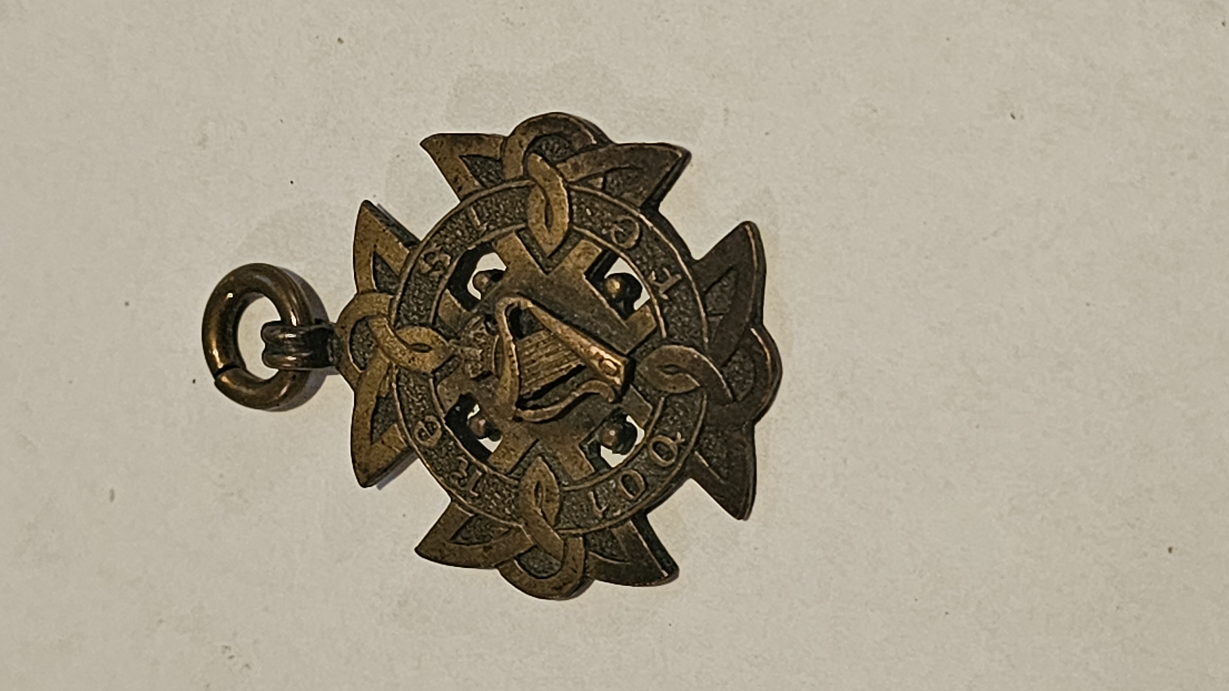 Irish Celtic Revival Bronze Military Commemorative Watch Fob 1900