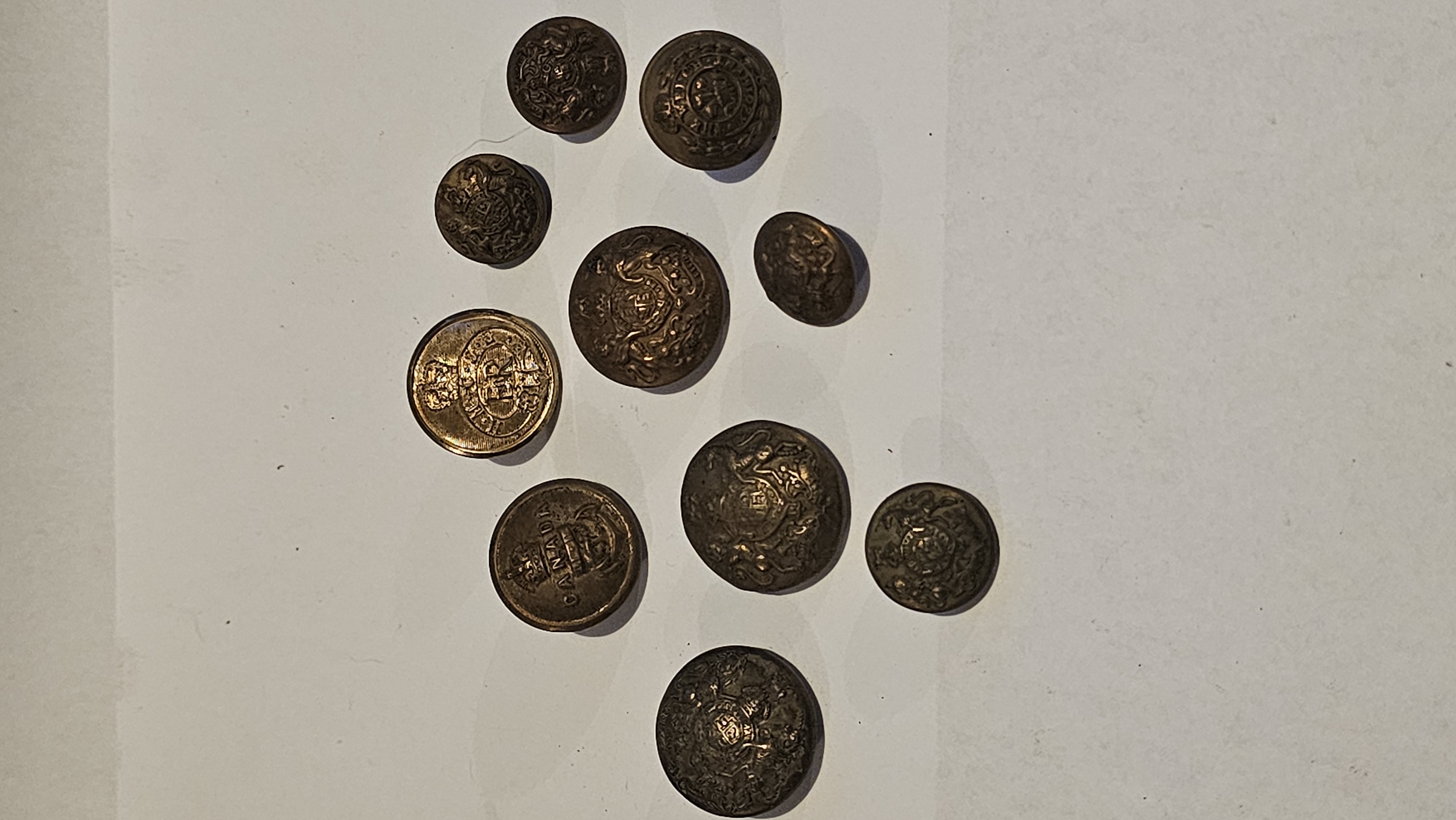 A Collection of British and Commonwealth Military Brass Uniform Buttons