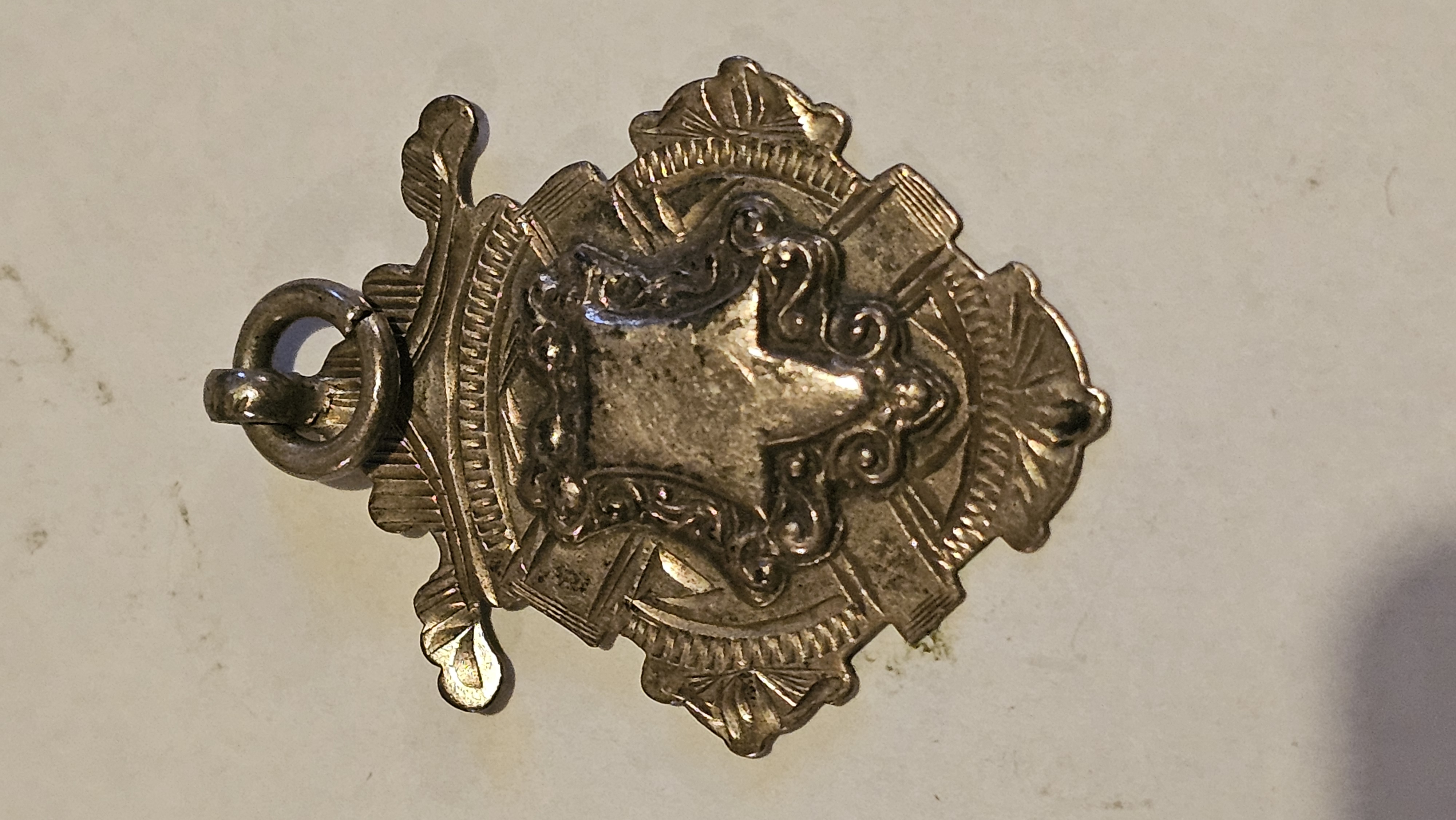 An Edwardian Sterling Silver Blank Pocket Watch Fob, Barker Brothers, Birmingham 1905