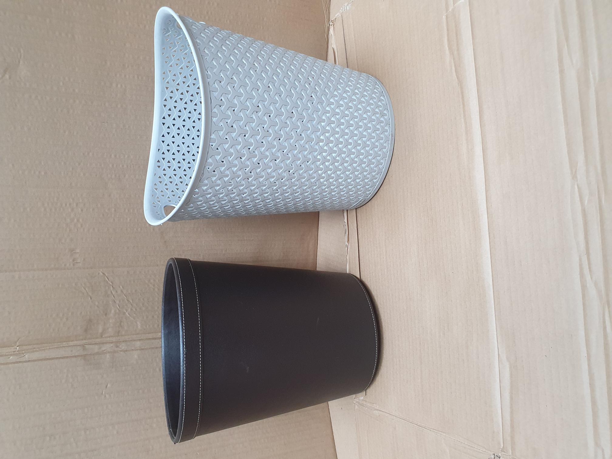 Two Contemporary Waste Paper Bins including OSCO Faux Leather Example