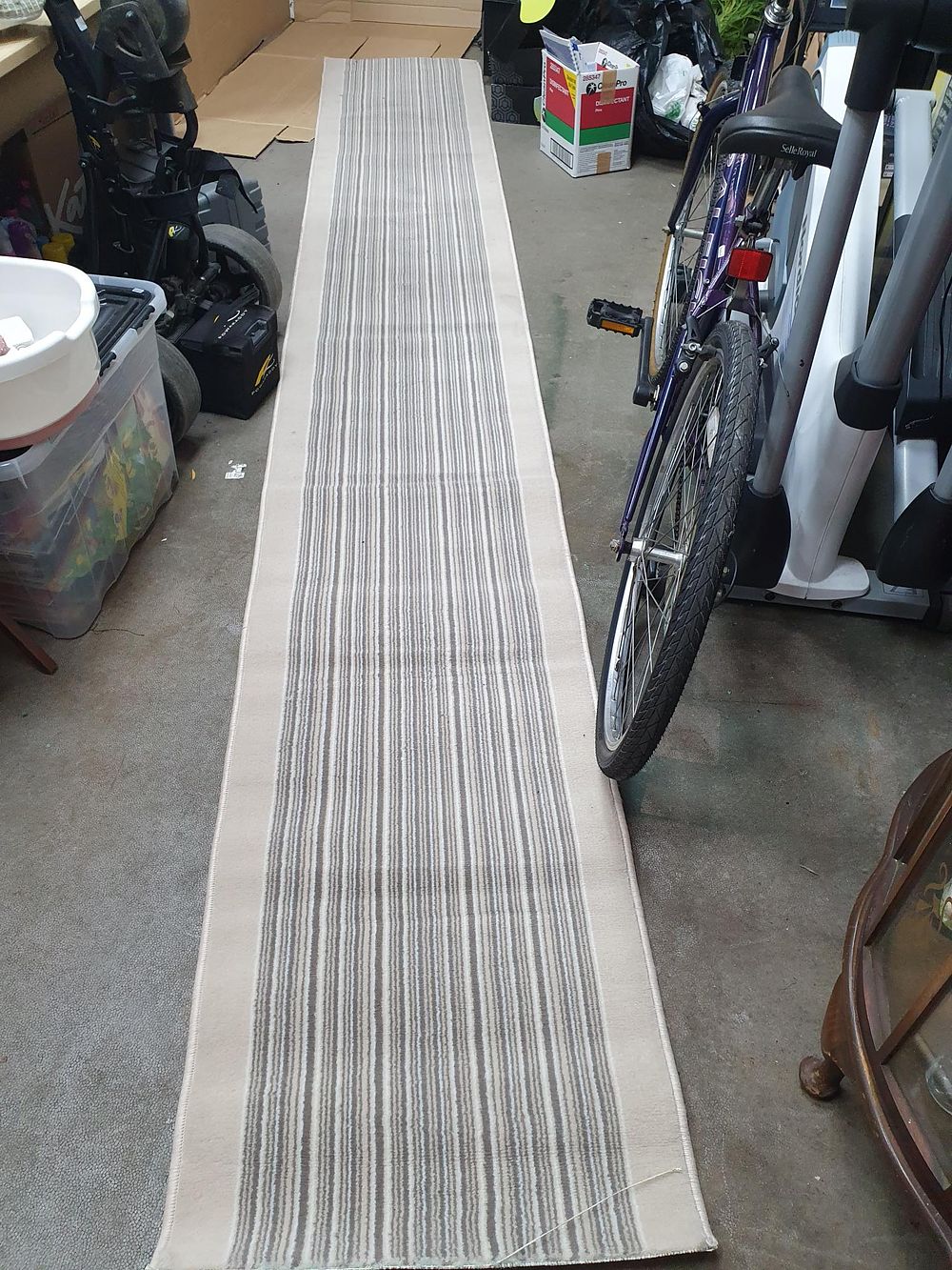 Lot 67: Contemporary Striped Hallway and Stair Carpet Runner - Over 4 Metres Length
