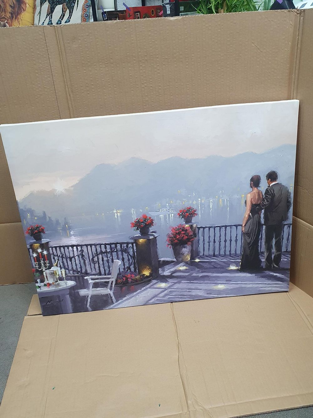 Lot 389: Richard Macneil, Lake View Cafe, Textured Canvas Print