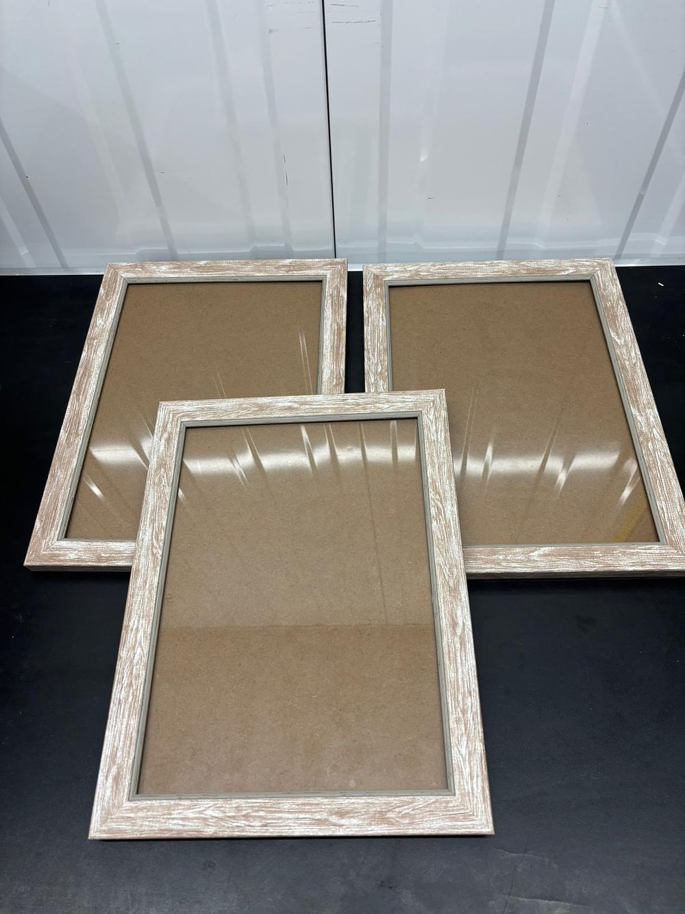 Lot 278: A Trio of Shabby Chic Style Distressed White-Washed Picture Frames