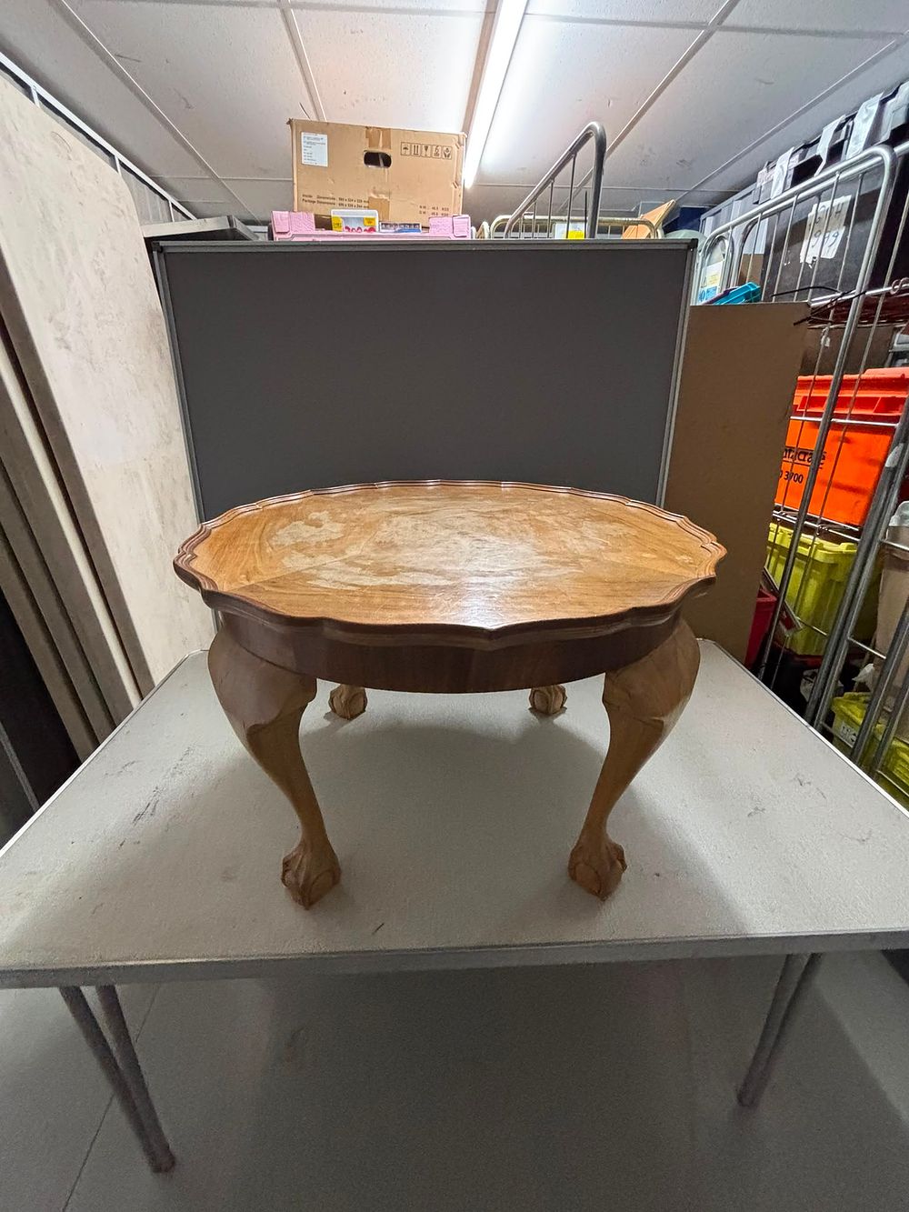 Lot 362: Queen Anne style burr walnut pie-crust coffee table