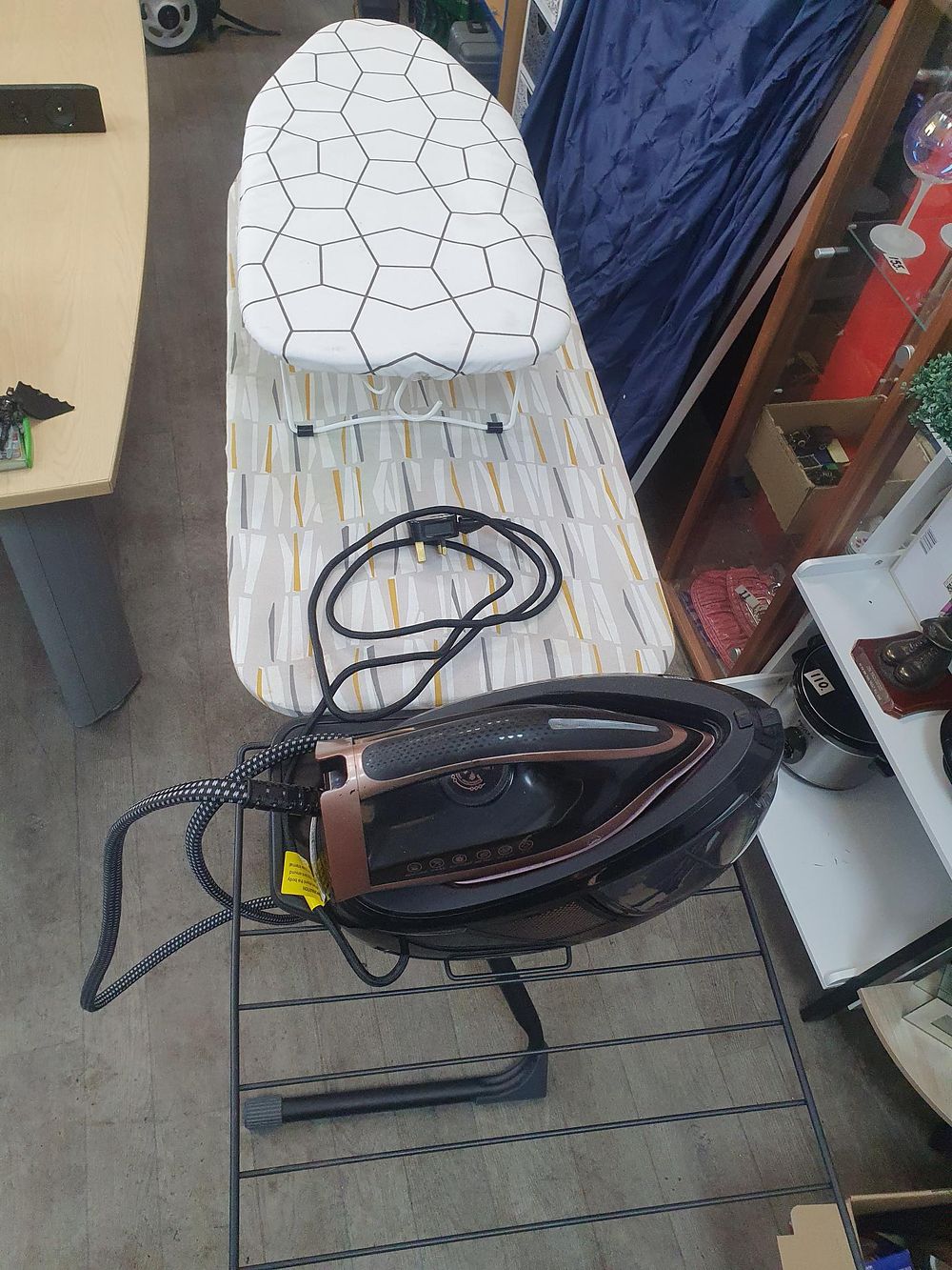Lot 242: Home Black and Bronze Steam Generator Iron and Ironing Boards - Used Condition