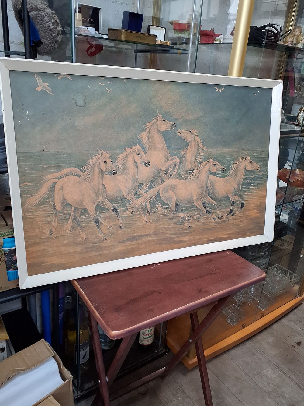 Lot 95: T. Schutz Galloping Horses Shoreline Large Decorative Art Print - Used Condition