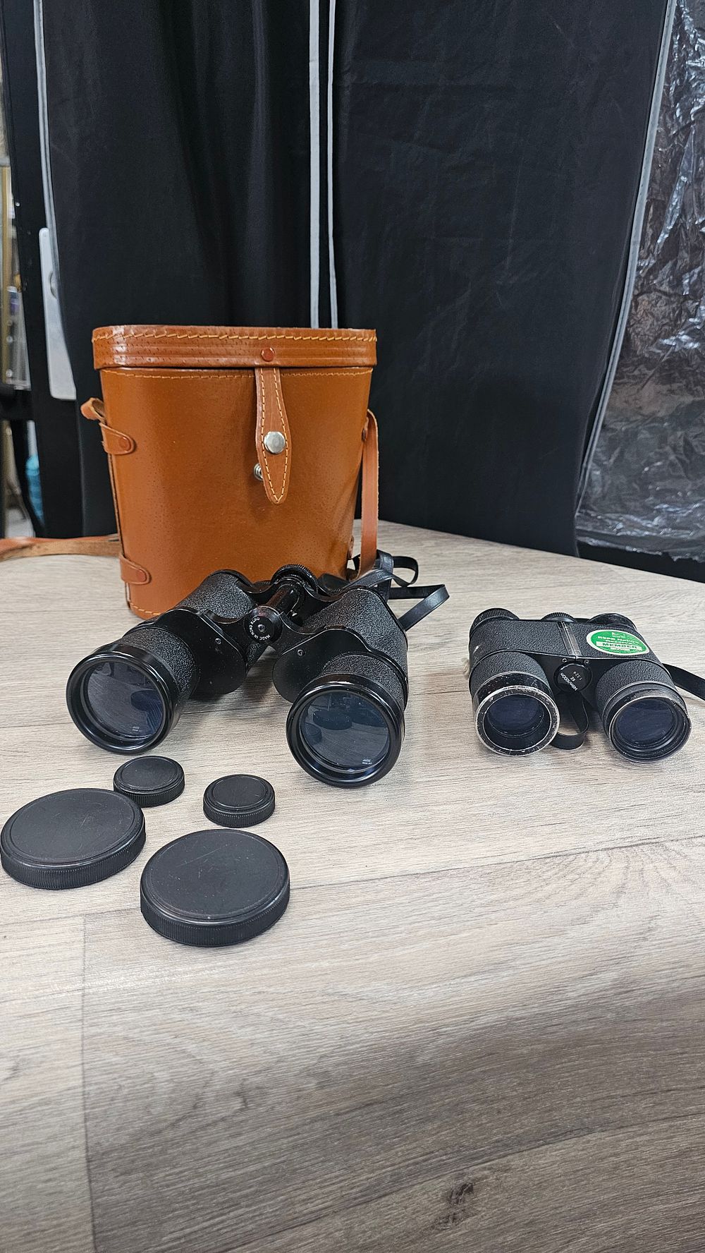 Lot 145: Cox Brilliant 10x50 and Eschenbach Arena 8x32Ww Black Porro Prism Binoculars - Used Condition