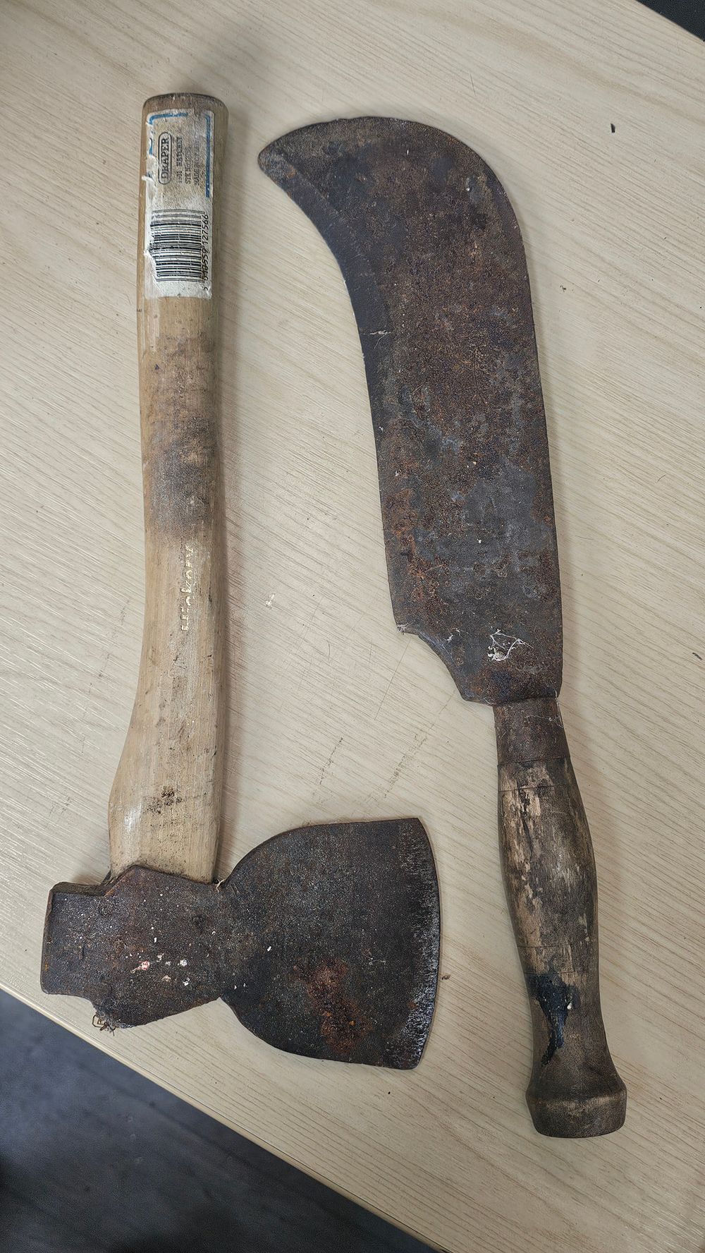 Lot 185: Draper 12756 Steel and Hickory Hatchet and Vintage Billhook