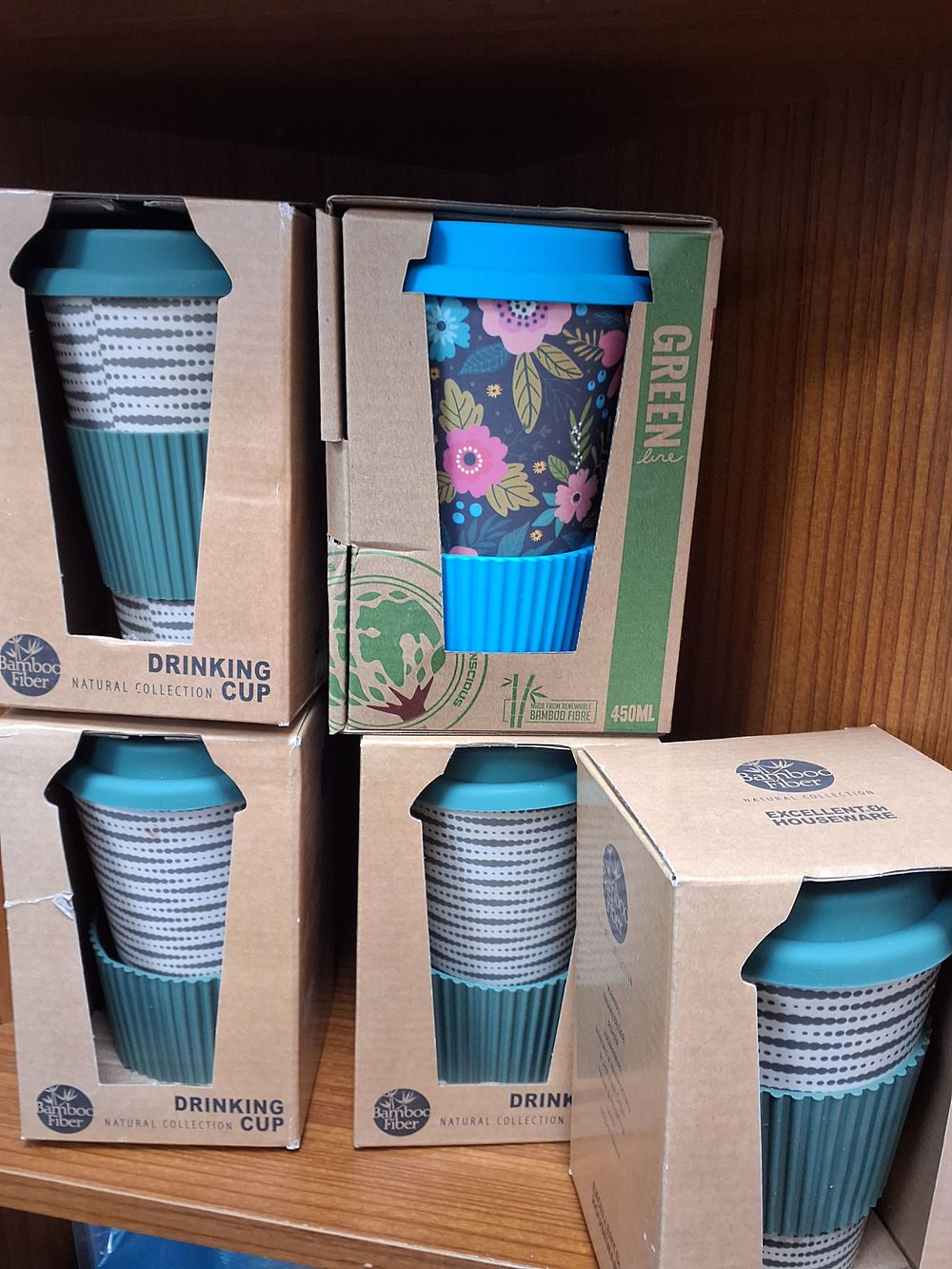 Lot 203: Excellent Houseware Bamboo Fibre Patterned Travel Drinking Cups - New in Packaging
