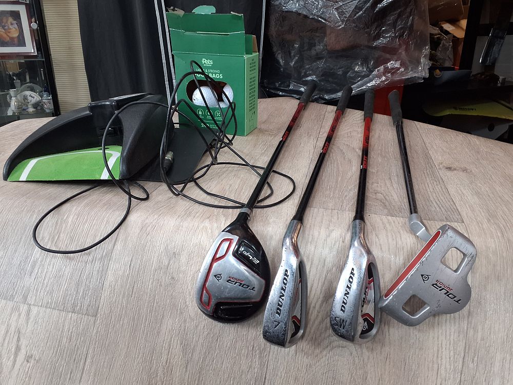 Lot 201: Dunlop Tour Junior Golf Clubs and Putting Trainer & Balls - Good Used Condition