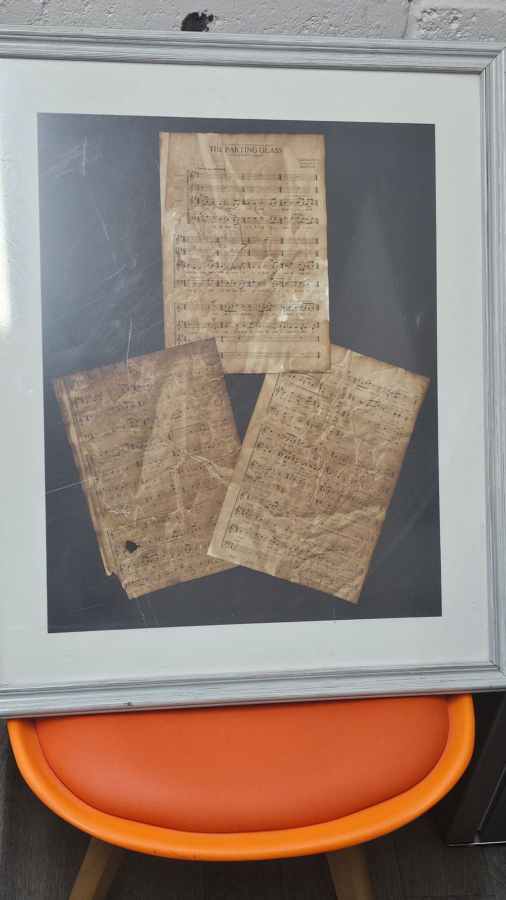 Lot 220: Mark Sirett The Parting Glass Distressed Sheet Music Framed Display - Used Condition