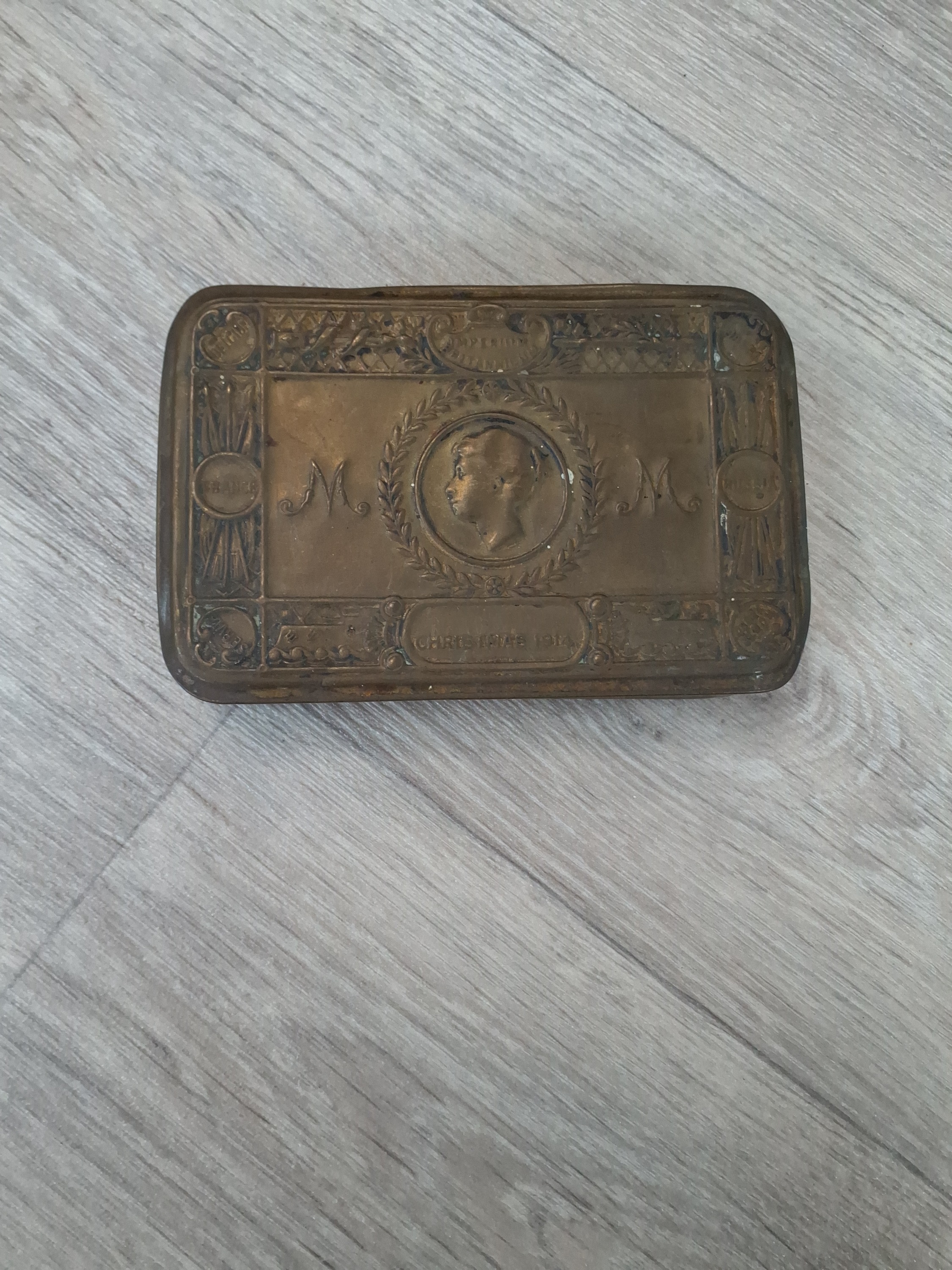 Antique 1914 First World War Princess Mary Brass Christmas Gift Box