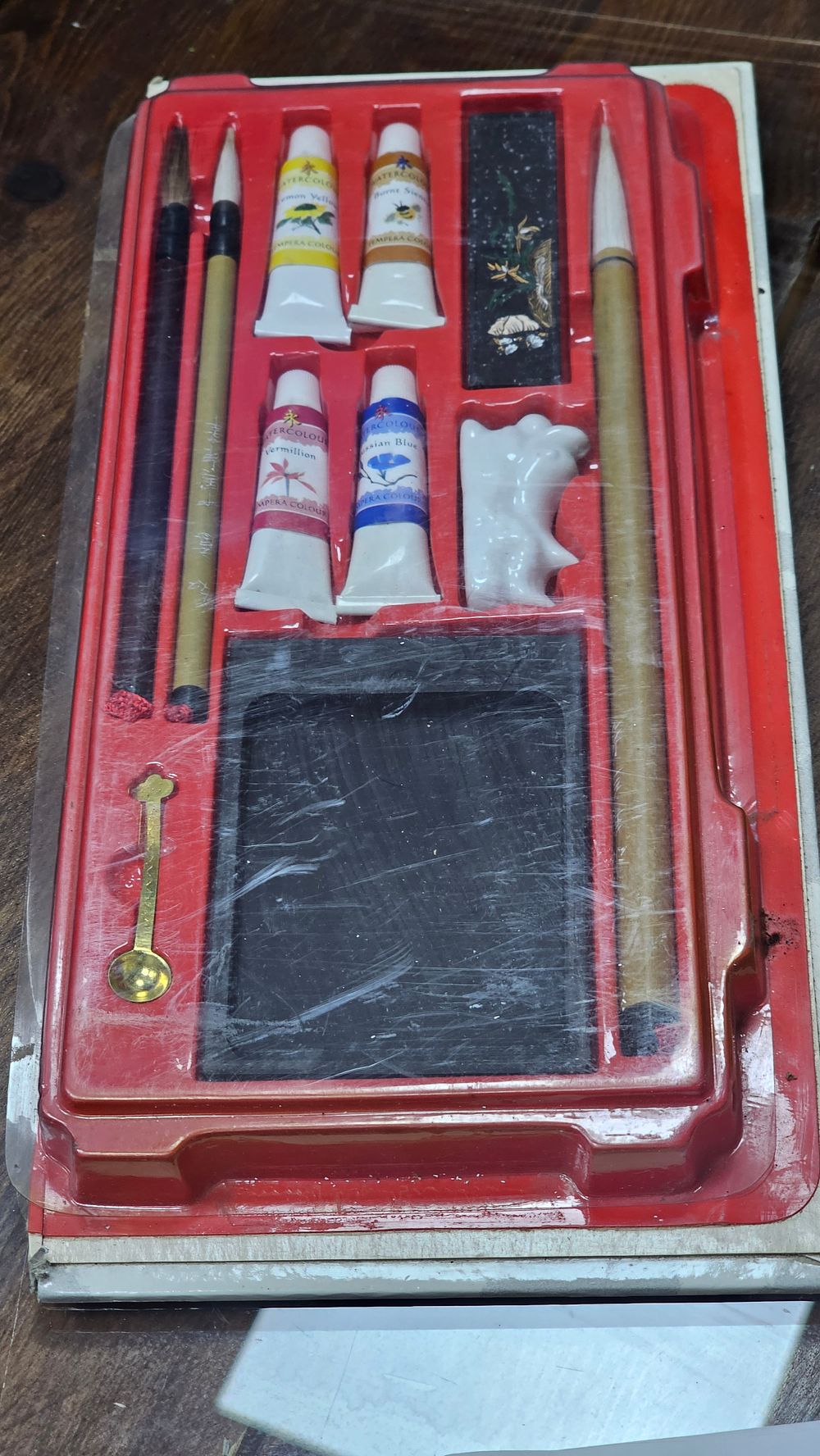 Lot 295: Shanghai Handicrafts Nine Piece Chinese Calligraphy and Painting Set - Looks New