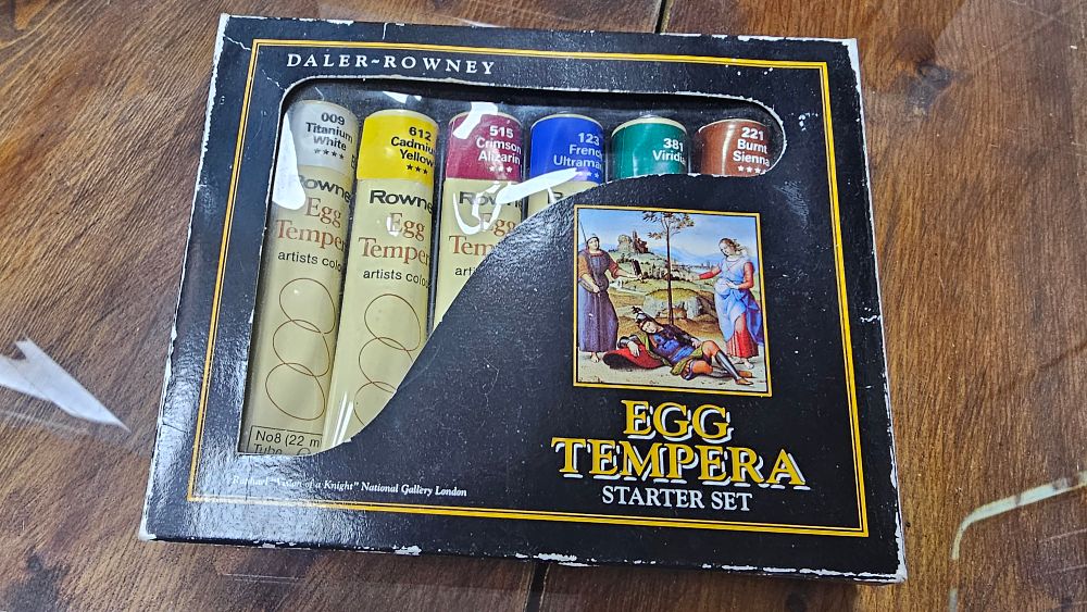 Lot 296: Daler-Rowney Egg Tempera Starter Set 6 Colour Paint Tubes - Very Good Used Condition