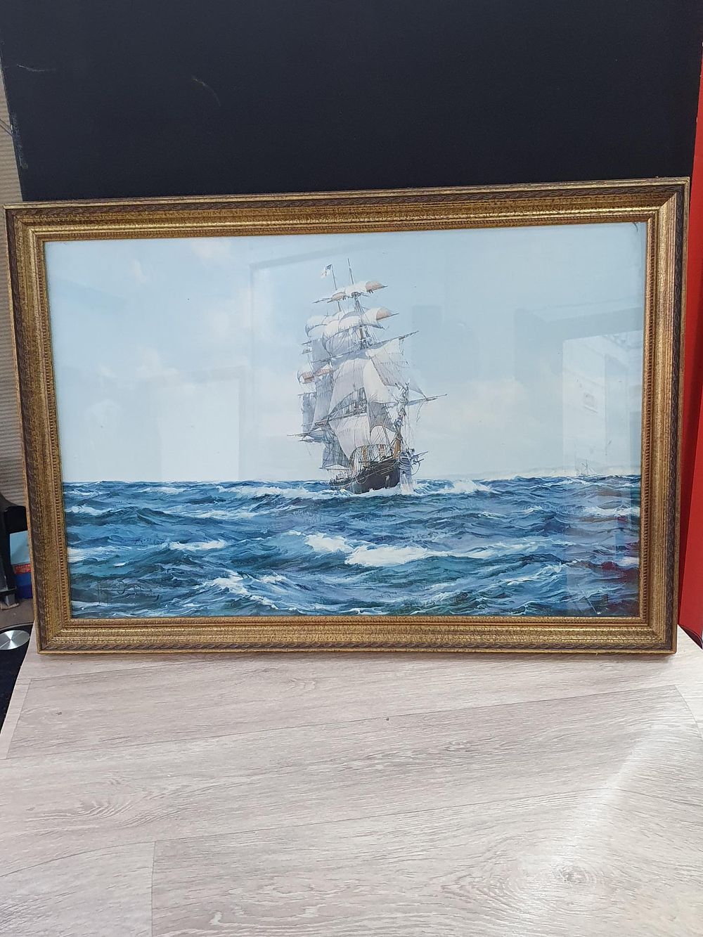 Lot 284: Gilt Framed Oil on Board Marine Painting of The Clipper Lahloo - Very Good Condition - Artist believed to be Montague Danson.