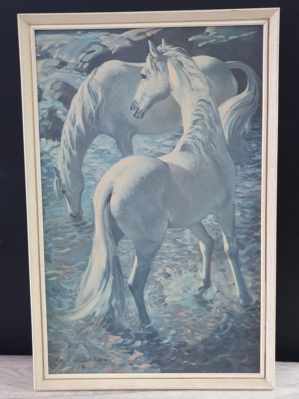 Lot 286: Keith Shackleton White Horses Print - Very Good Condition