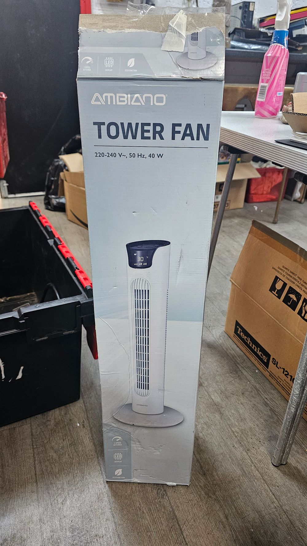 Lot 156: Ambiano White Digital Tower Fan - New Condition
