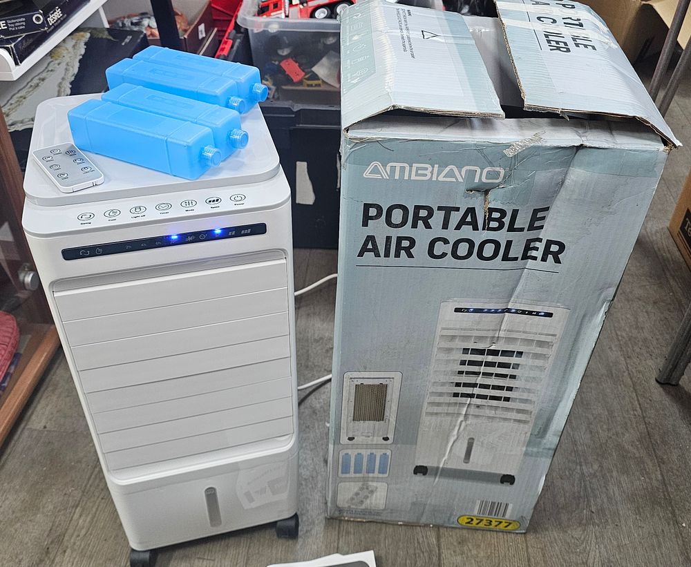 Lot 159: Ambiano 27377 White Portable Air Cooler - New Condition