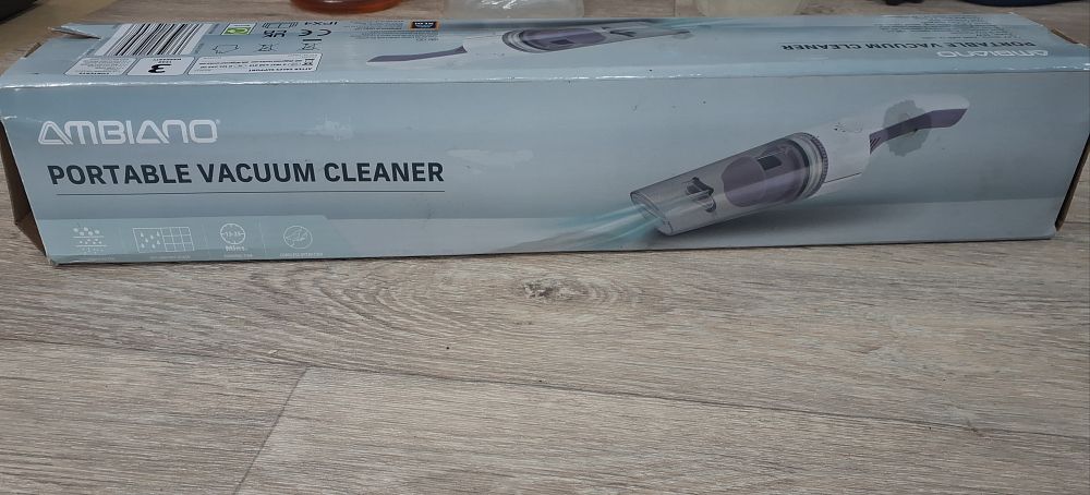 Lot 172: Ambiano White and Lilac Portable Vacuum Cleaner - Very Good Condition
