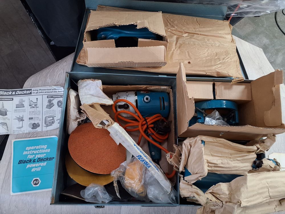 Lot 245: Black & Decker Blue Electric Drill Kit inc Attachments and Case - Good Used Condition