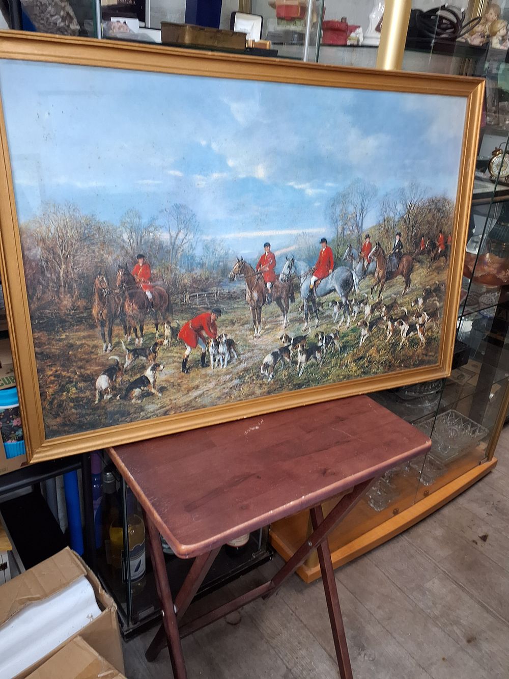 Lot 279: Gilt Framed British Fox Hunting Scene - Used Condition