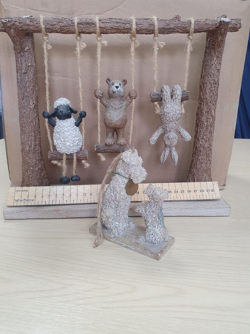Lot 213: Next Bertie & Friends Rustic Resin Animal Swing Set Ornament - Very Good Condition