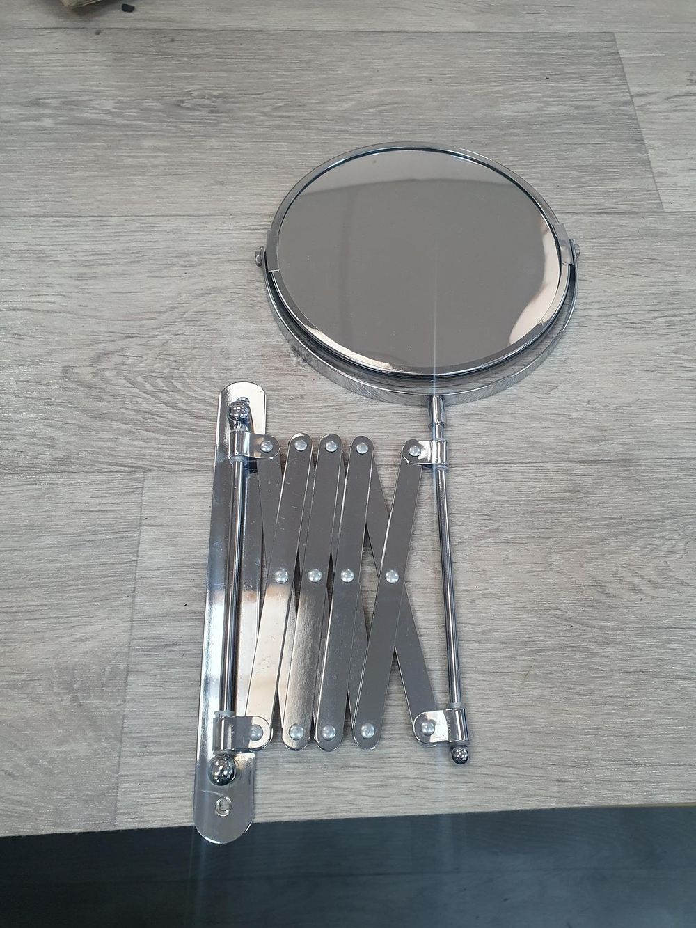 Lot 119: Extendable Chrome Plated Double Sided Wall Mounted Vanity Mirror