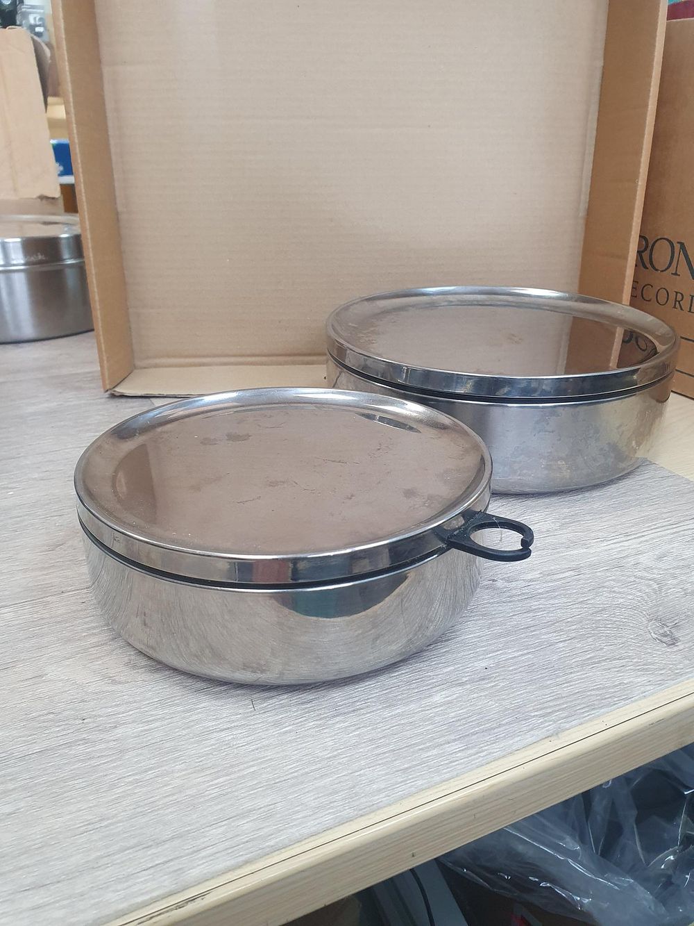Lot 125: IKEA 16382 Brushed Stainless Steel Round Food Storage Canisters