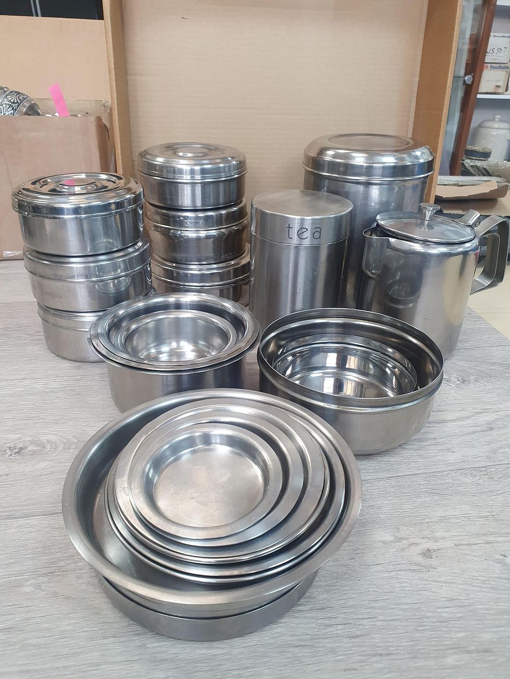 Lot 133: Stainless Steel Domestic Canisters and Nesting Storage Vessels