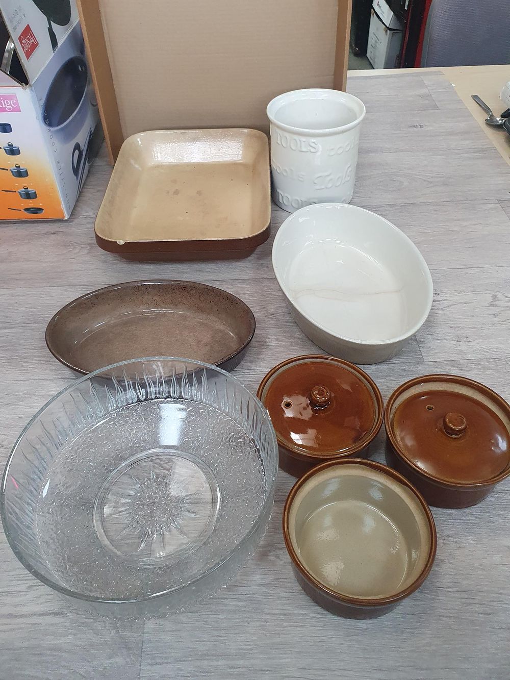Lot 151: S.P.R. France Stoneware Casserole Dishes and Mixed Tableware Collection