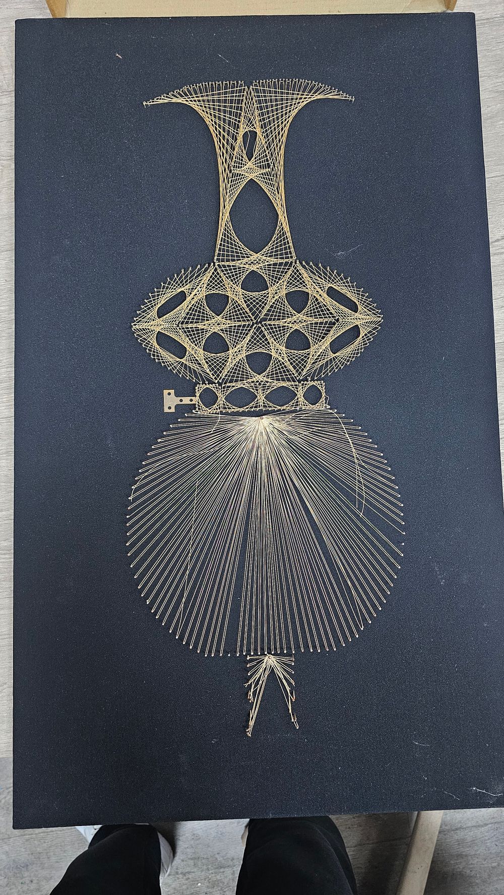 Lot 338: Mid-Century Geometric String Art On Black Support Board