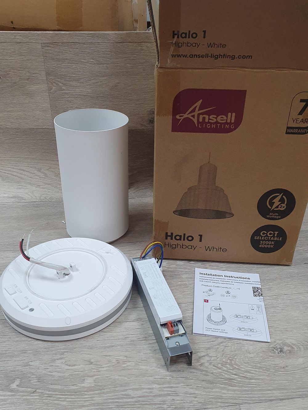 Lot 248: Ansell Lighting Halo 1 Highbay White LED Pendant Light - New