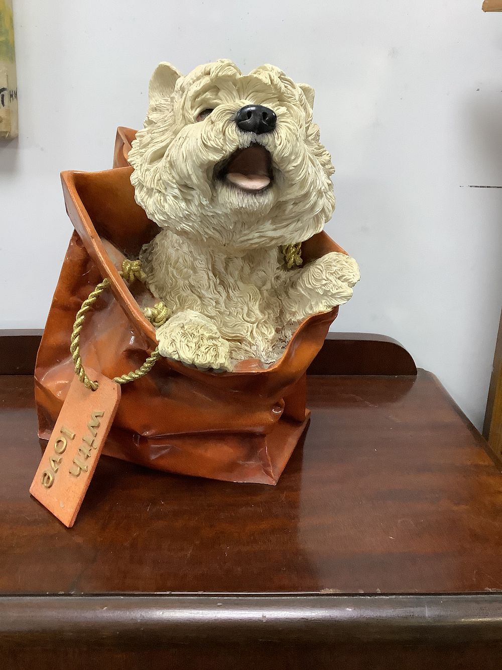 Lot 160: Cream Resin West Highland White Terrier Mischief Maker Figurine - Good Condition