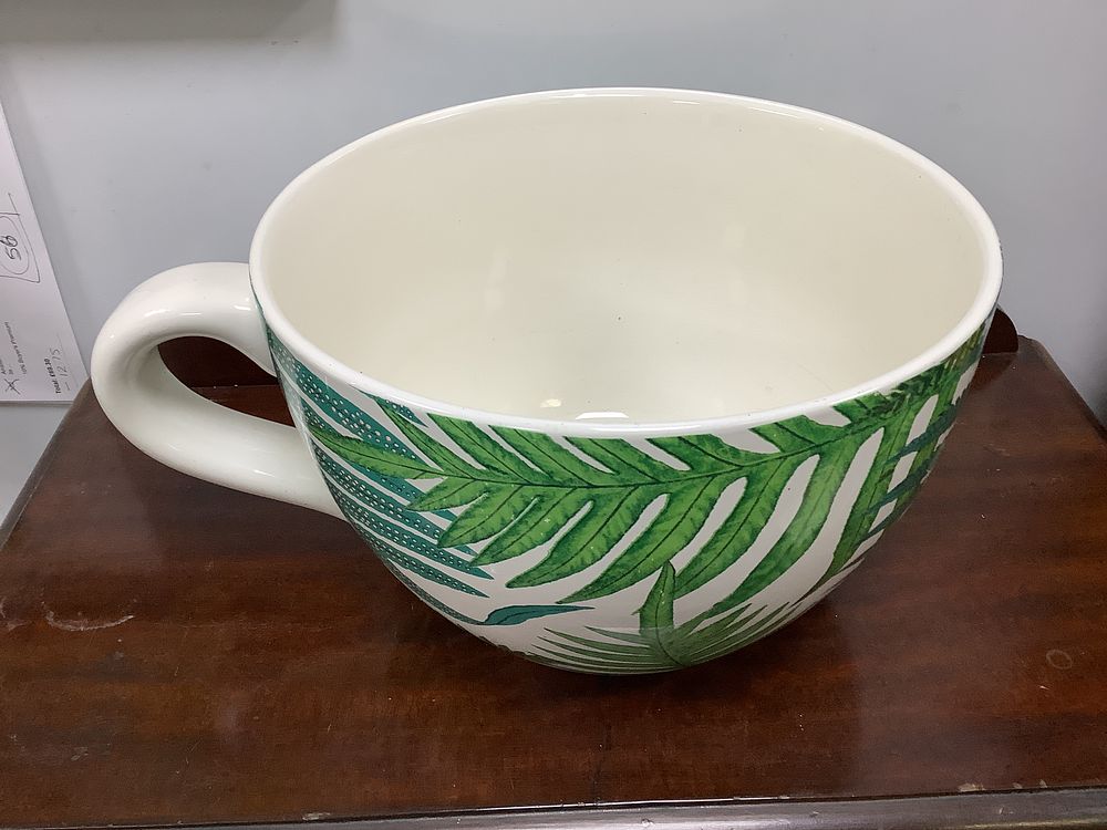 Lot 161: Garden Oversized Glazed Earthenware Giant Teacup Planter - Very Good Condition