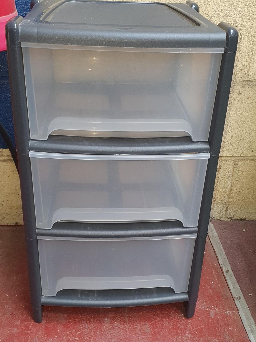 Lot 184: Addis 3-Drawer Dark Grey and Frosted Plastic Storage Unit - Good Condition