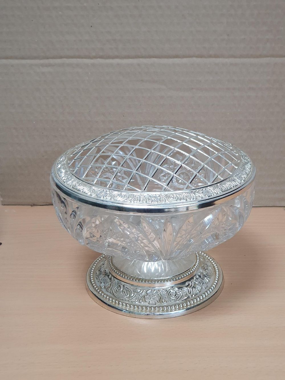 Lot 234: Mayell Silver Plated And Cut Glass Rose Bowl = Very Good Condition