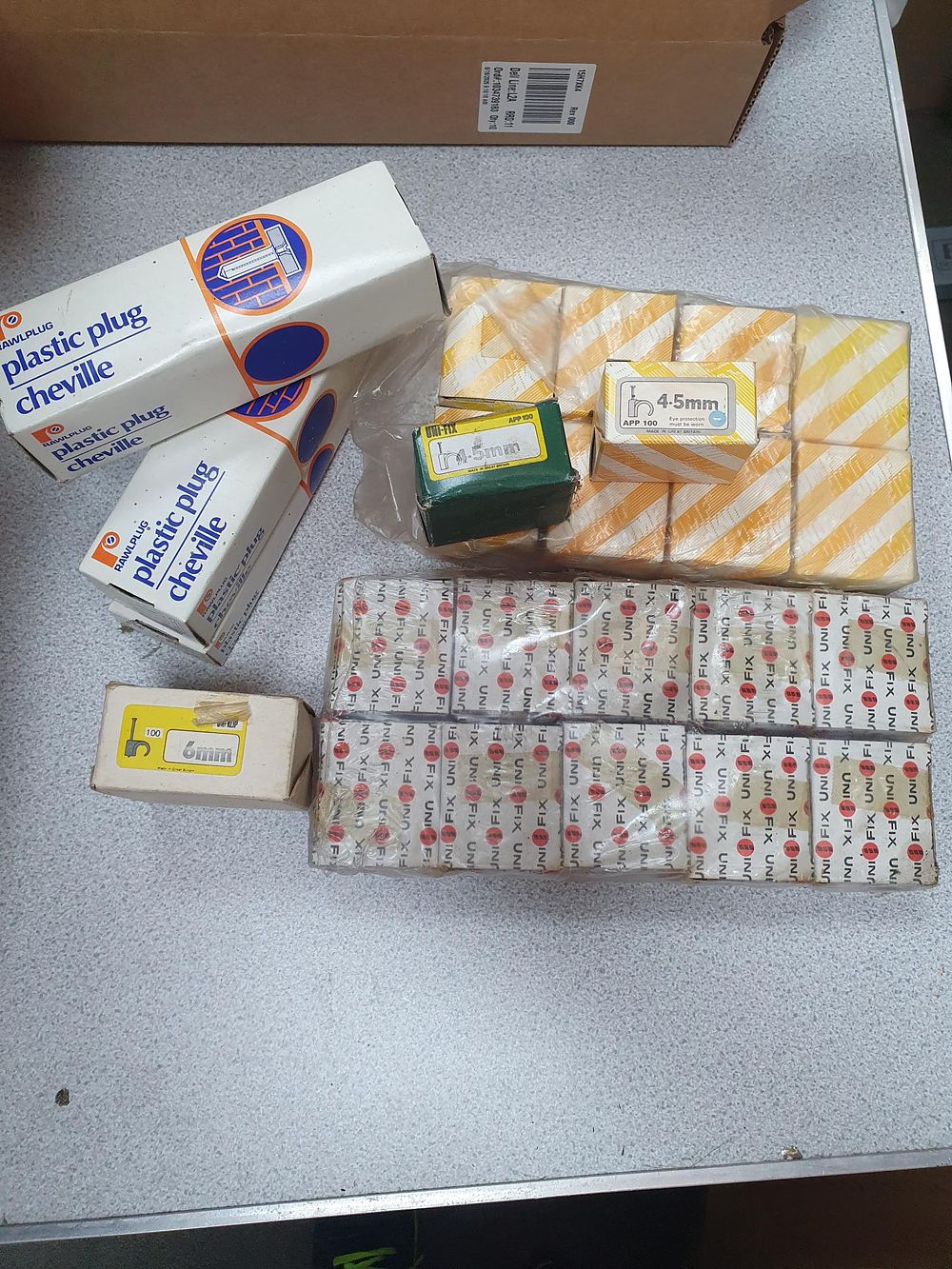 Lot 298: Uni-Fix and Rawlplug Vintage Masonry Fixings and Cable Clips - Mostly New Unused Boxes
