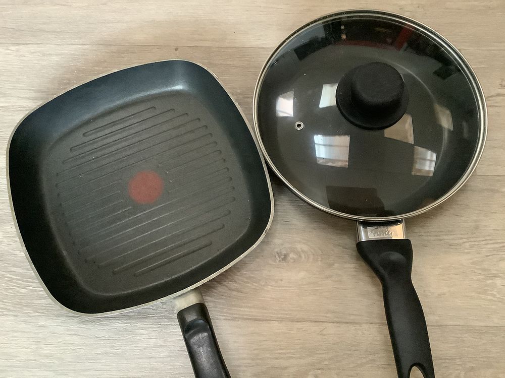 Lot 285: Tefal Optimal Square Grill Pan and Fissler Circular Frying Pan - Good Condition