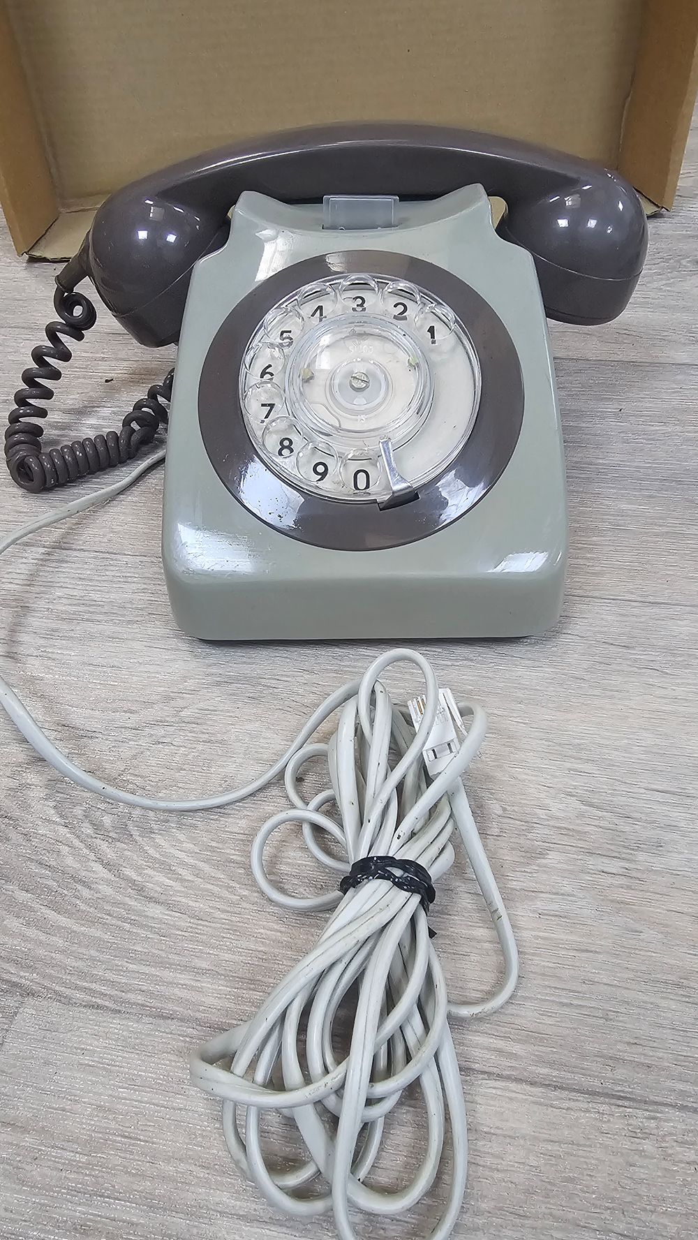 Lot 330: GPO 746 Style Two-Tone Grey and Brown Rotary Dial Telephone - very good condition