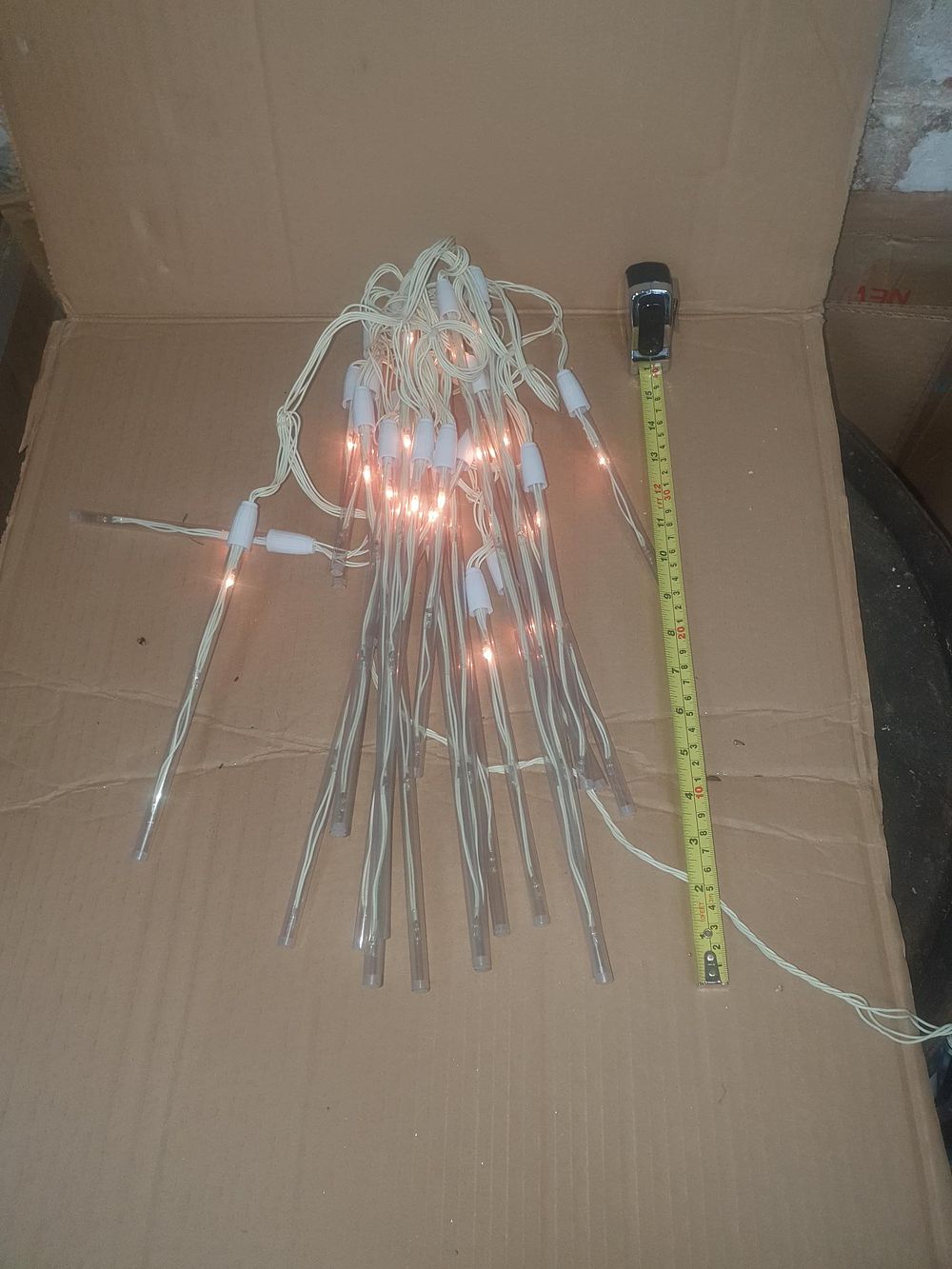 Lot 263: Large Outdoor Clear Plastic Rigid Icicle Light Set - Working Good Condition