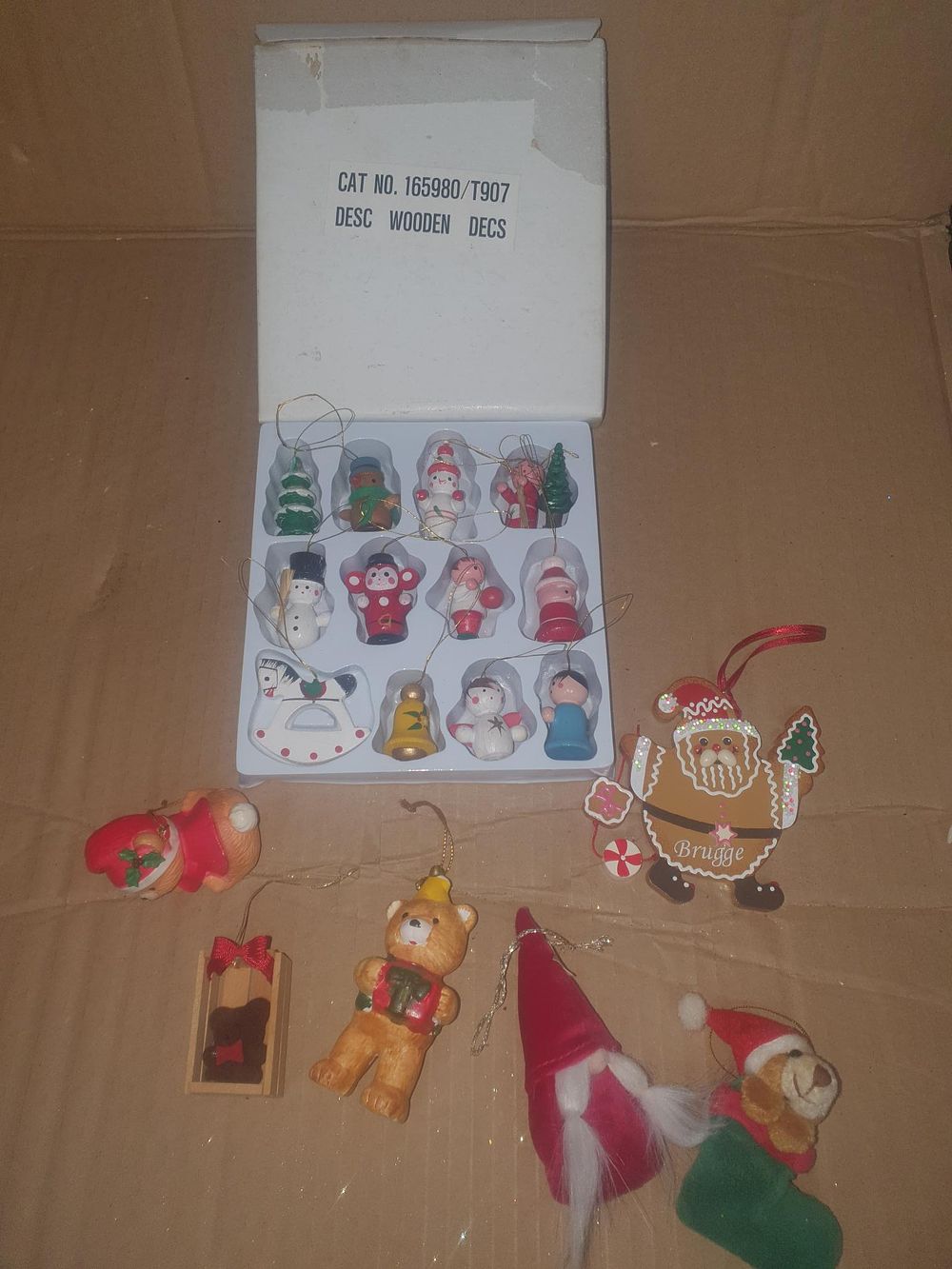 Lot 265: A Collection of Vintage Wooden and Soft Christmas Tree Ornaments