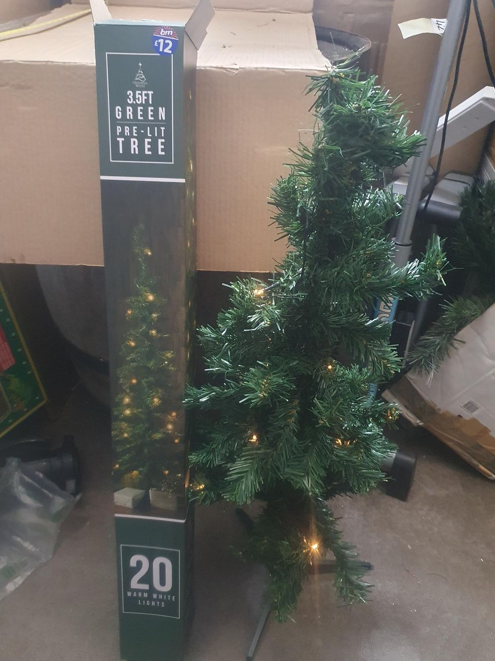 Lot 317: 3.5ft Green Pre-Lit Christmas Tree