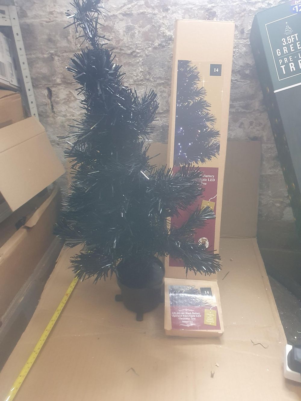 Lot 319: BQML3002 2ft Black Fibre Optic LED Christmas Tree - Untested