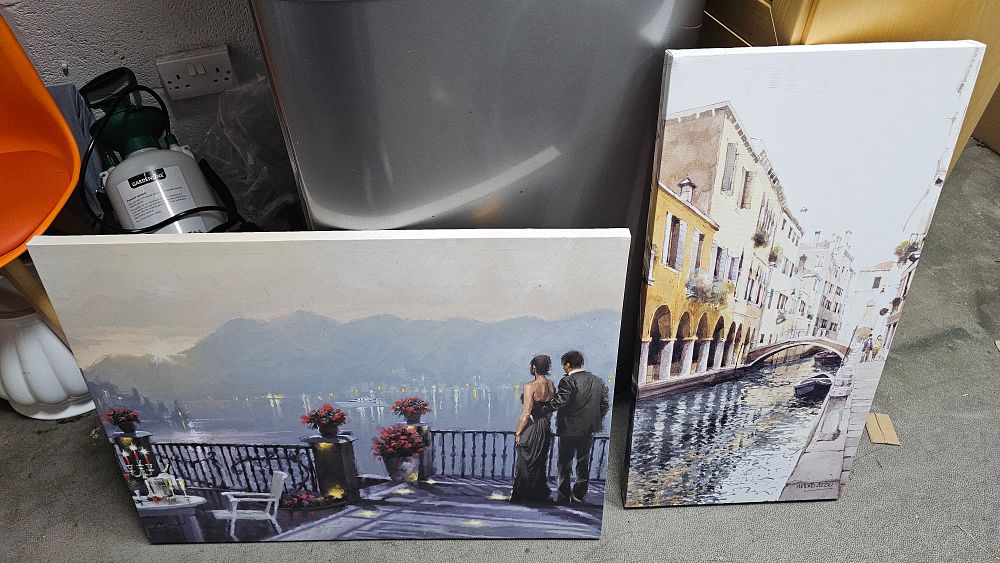 Lot 56: Mauro Ascoli Venetian Canal and Italian Lake Scene Canvas Prints