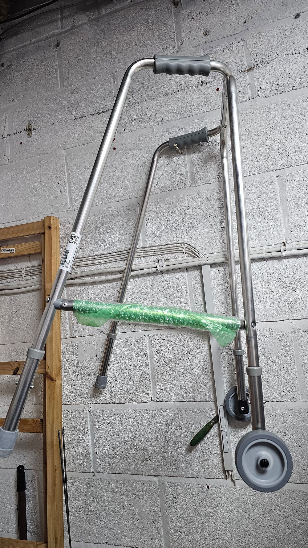Lot 72: Mobilex Folding Two Button Adjustable Walking Frame with Wheels