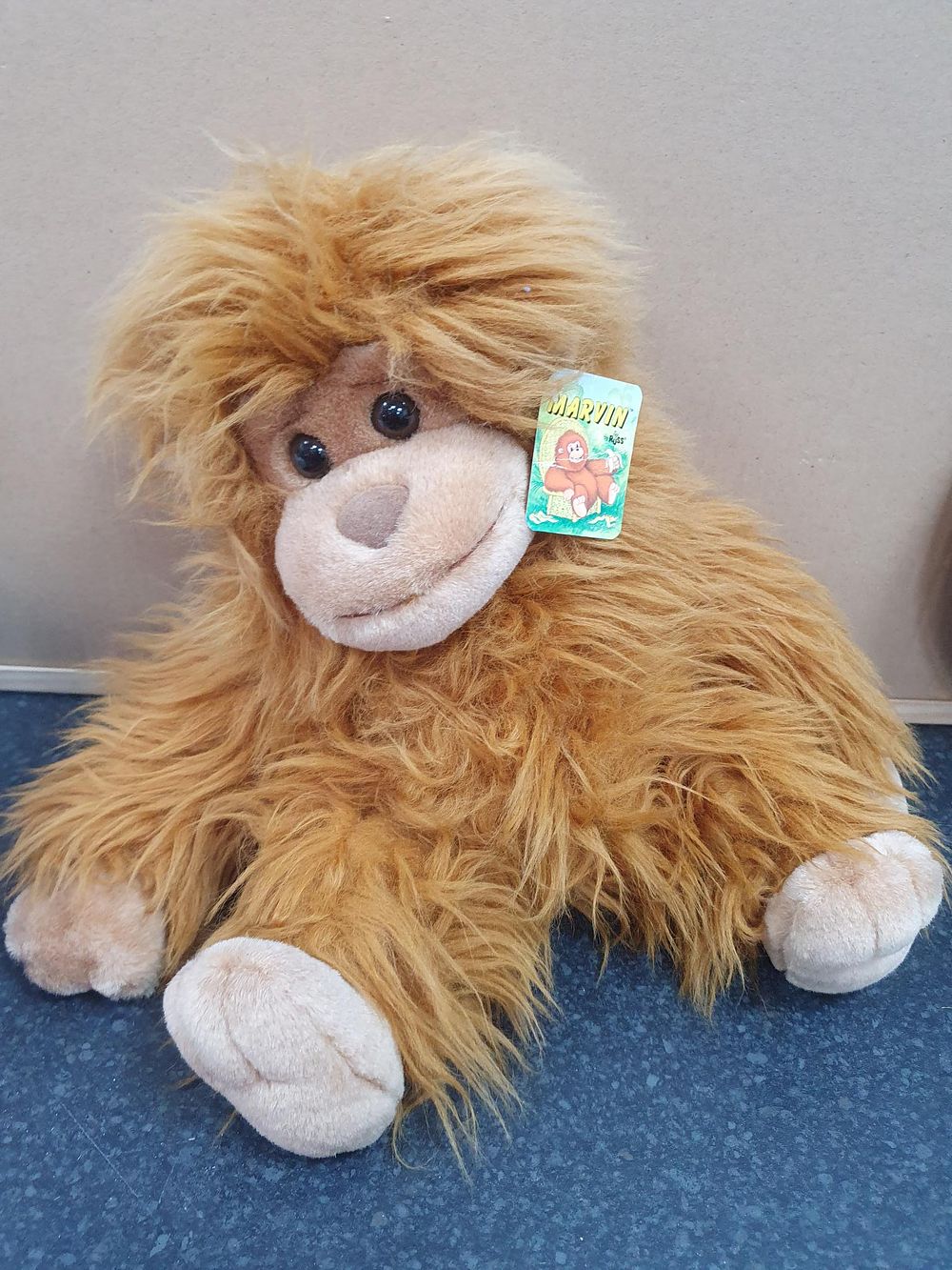 Lot 201: Russ Marvin Tan Shaggy Plush Monkey - Very Good Condition